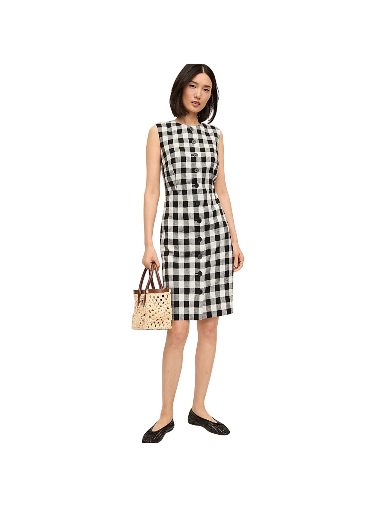 Ann Taylor Petite Gingham Column Dress Black And White New 6 Petite